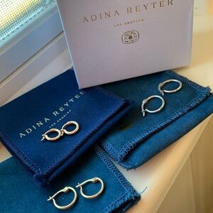 Adina Reyter bead party hoops 14k yellow and Sterling and 14k rose Huggies